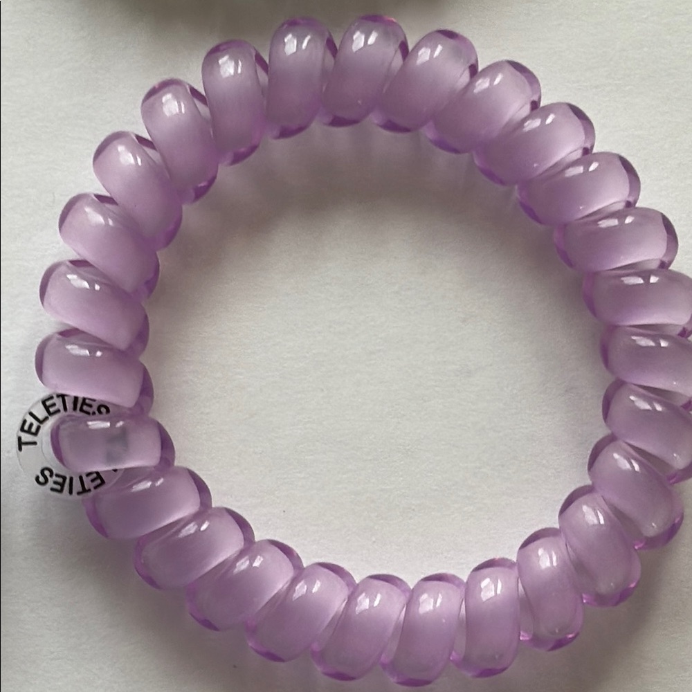 Teleties Pink and White Spiral Hair Ties - Picture 7 of 7